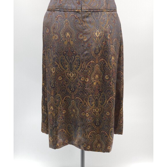 Harold's satin scroll print halter dress Size 6 gold grey knee-length old money - Picture 5 of 9